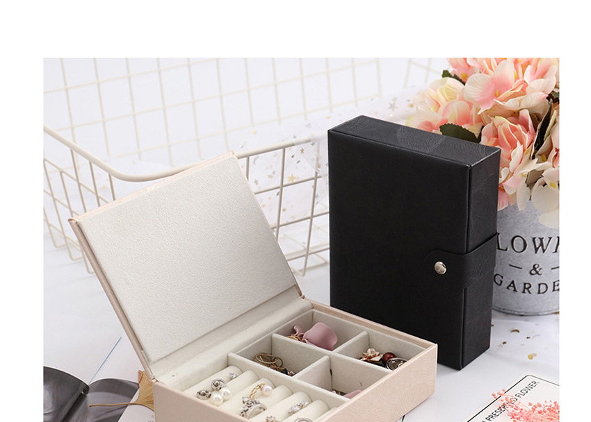 Fashion Elegant Black Pu Leather Magnetic Buckle Single-layer Jewelry Storage Box,Jewelry Findings & Components