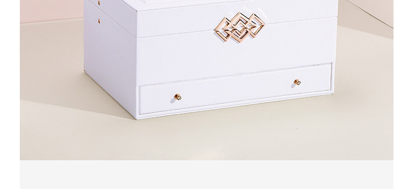 Fashion White Pu Leather Large Capacity Flip Drawer Multilayer Jewelry Box,Jewelry Findings & Components