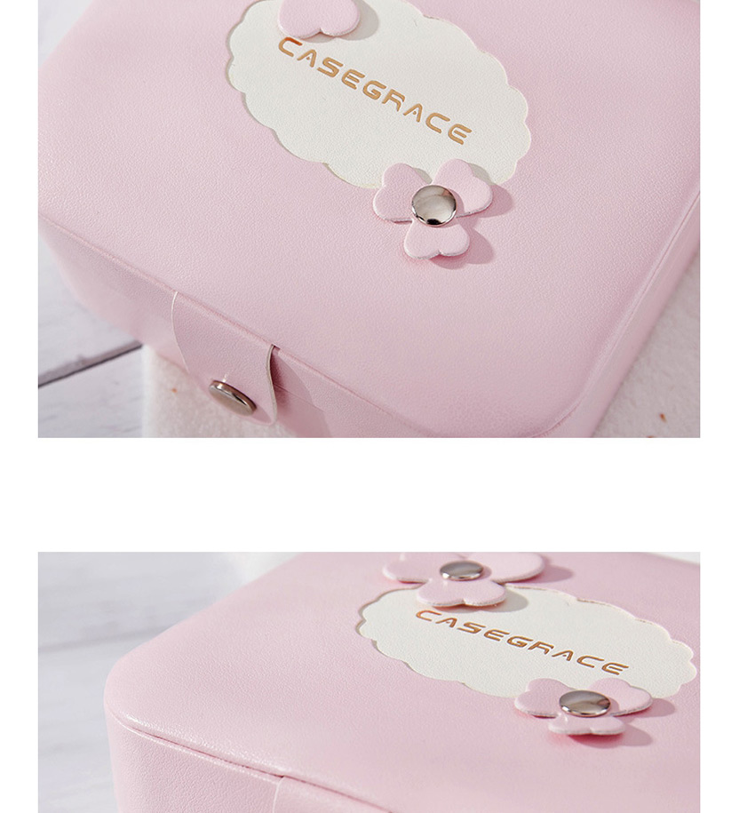 Fashion Nude Powder Button Portable Multifunctional Pu Leather Jewelry Box,Jewelry Findings & Components