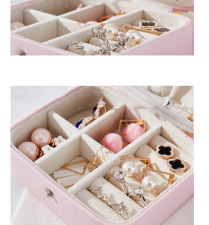 Fashion Pink Button Portable Multifunctional Pu Leather Jewelry Box,Jewelry Findings & Components