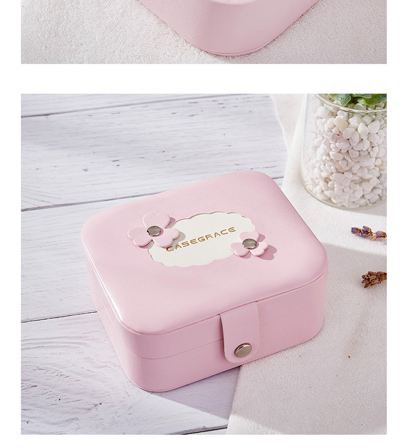 Fashion Blue Button Portable Multifunctional Pu Leather Jewelry Box,Jewelry Findings & Components