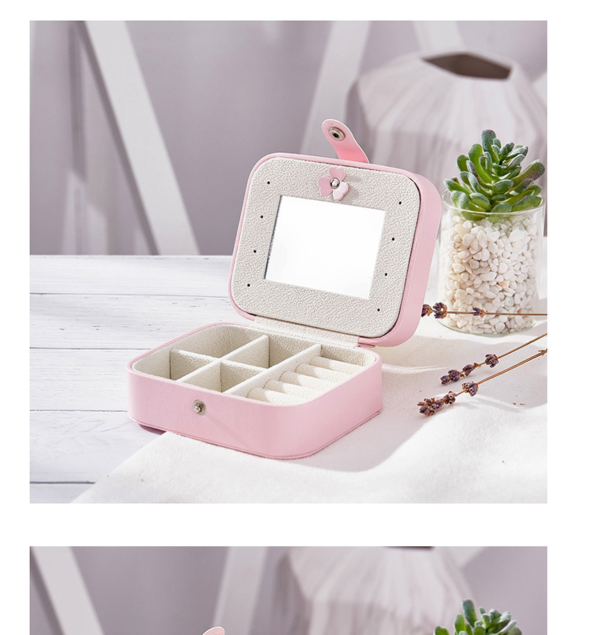 Fashion Nude Powder Button Portable Multifunctional Pu Leather Jewelry Box,Jewelry Findings & Components