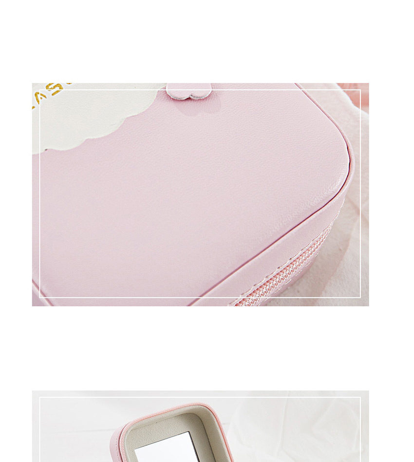 Fashion Pink Pu Leather Single Layer Zipper Storage Box,Jewelry Findings & Components