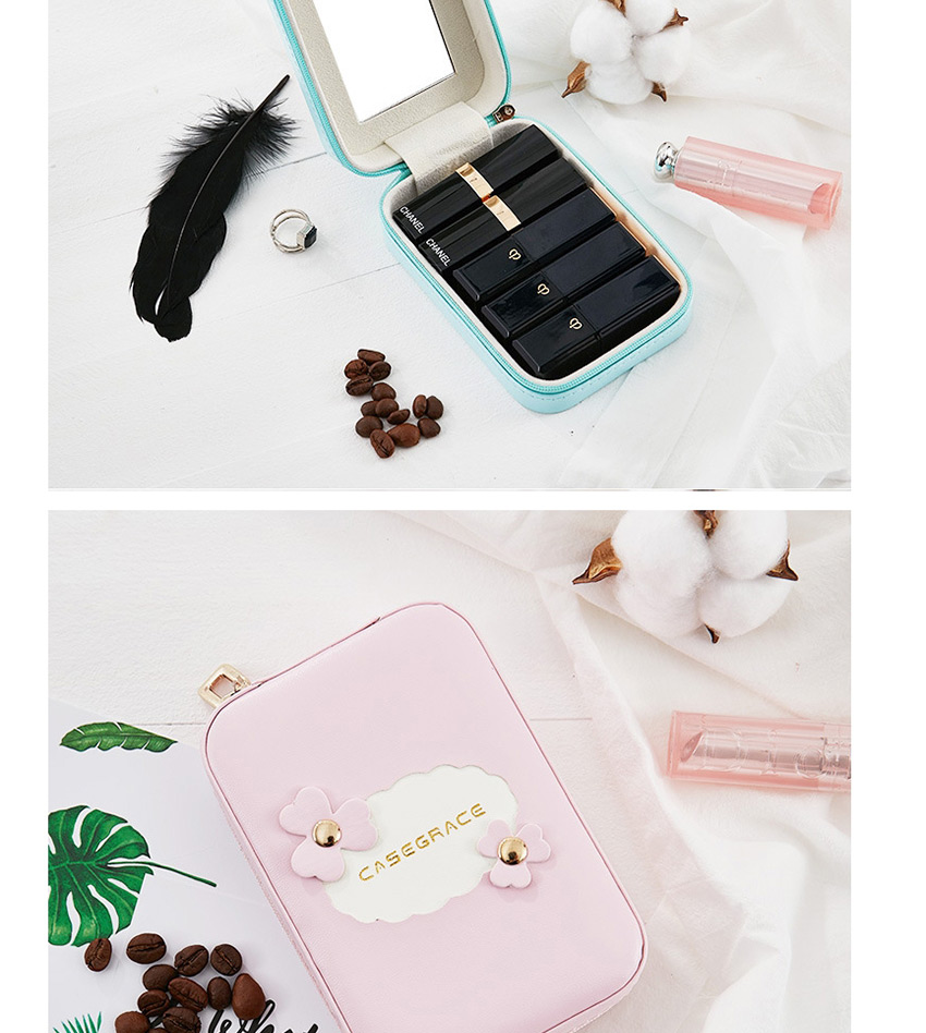 Fashion Pink Pu Leather Single Layer Zipper Storage Box,Jewelry Findings & Components