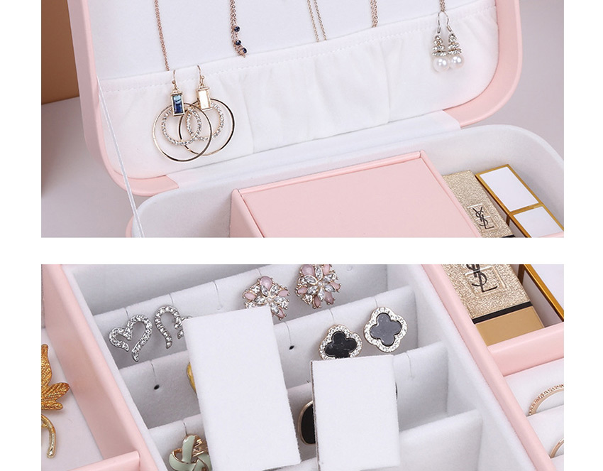 Fashion White Multi-layer Plush Pu Leather Drawer With Mirror Jewelry Box,Jewelry Packaging & Displays