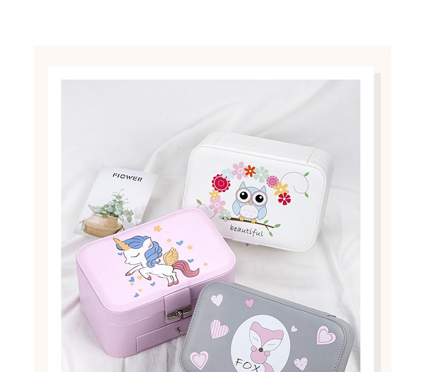 Fashion White Printed Double-layer Large-capacity Portable Jewelry Box,Jewelry Packaging & Displays