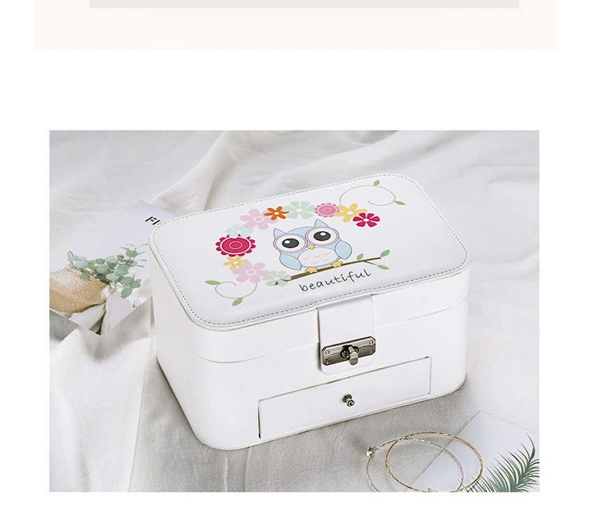 Fashion White Printed Double-layer Large-capacity Portable Jewelry Box,Jewelry Packaging & Displays