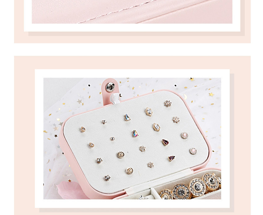 Fashion Cherry Blossom Powder Leather Portable Double-layer Jewelry Box,Jewelry Packaging & Displays