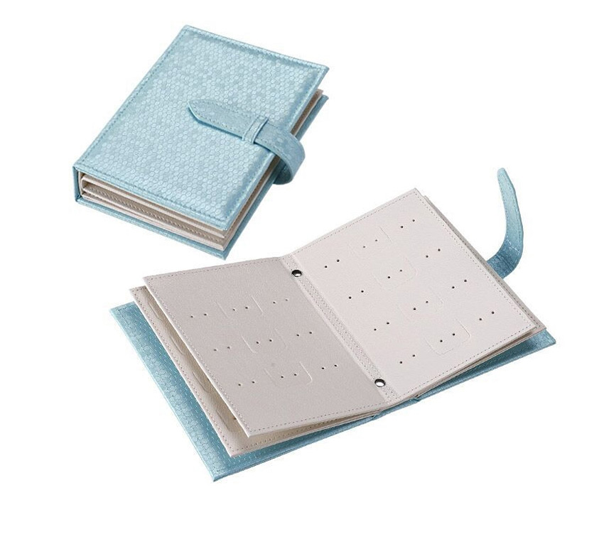 Fashion Blue Full Leather Earrings Storage Book,Jewelry Packaging & Displays