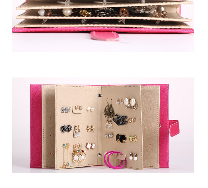Fashion Pink Full Leather Earrings Storage Book,Jewelry Packaging & Displays