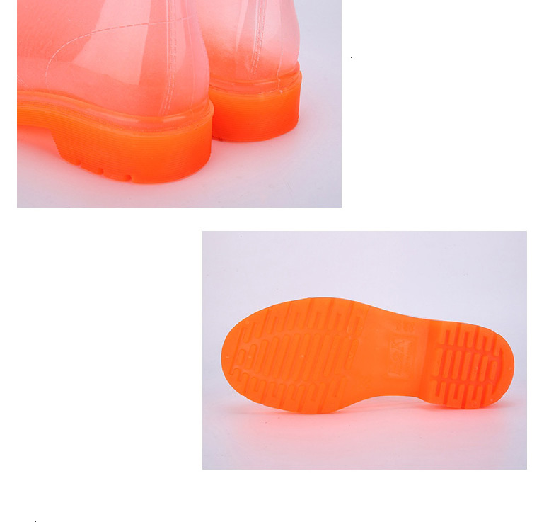 Fashion Transparent Orange Bottom Anti-skid Lace Crystal Jelly Transparent Rain Boots,Slippers