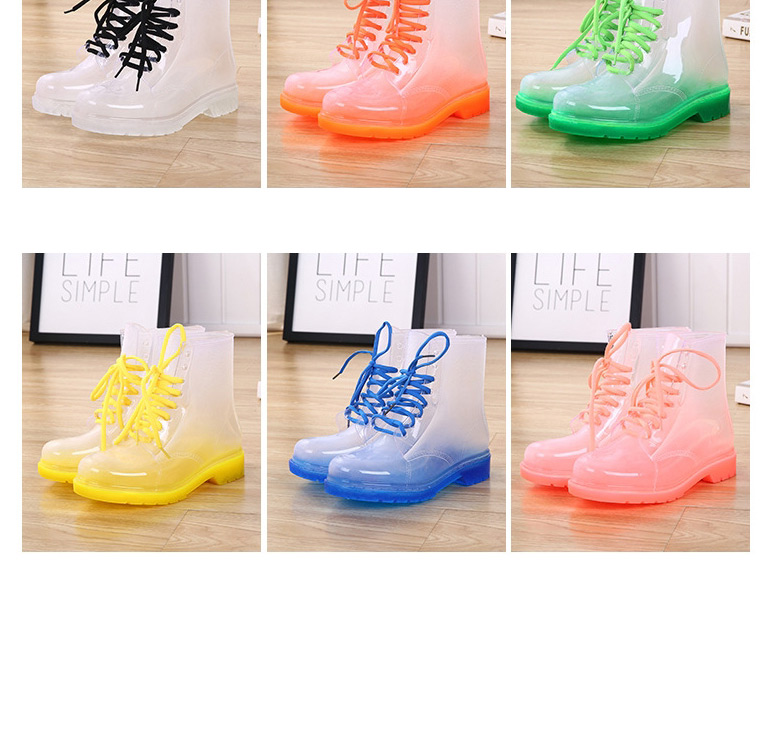 Fashion Transparent Foundation Anti-skid Lace Crystal Jelly Transparent Rain Boots,Slippers