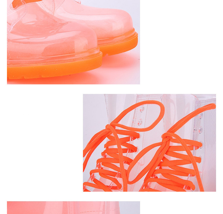 Fashion Transparent Orange Bottom Anti-skid Lace Crystal Jelly Transparent Rain Boots,Slippers