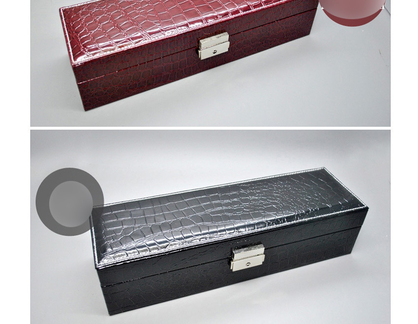 Fashion Purplish Red Snake-deer Suede Velvet Lining Leather Watch Box,Jewelry Findings & Components