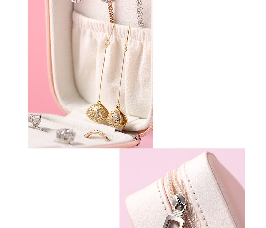 Fashion Nude Powder Portable Rectangular Jewelry Pu Leather Jewelry Box,Jewelry Packaging & Displays