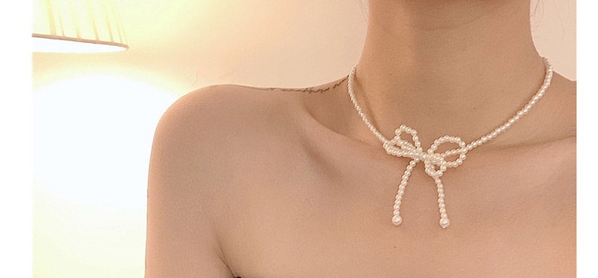 Fashion White Openwork Pearl Necklace,Beaded Necklaces