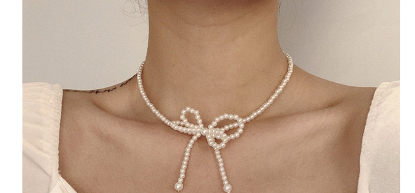 Fashion White Openwork Pearl Necklace,Beaded Necklaces
