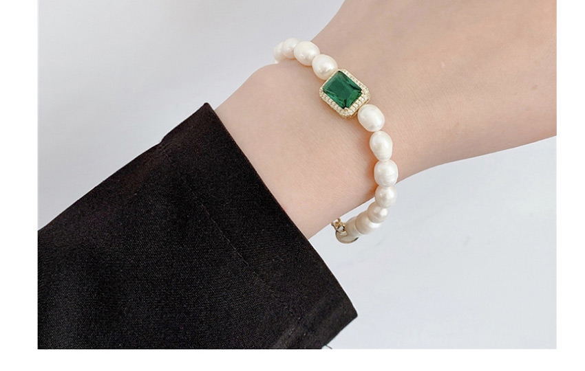 Fashion Bracelet (emerald) Natural Freshwater Pearl And Diamond Geometric Necklace Bracelet,Fashion Bracelets