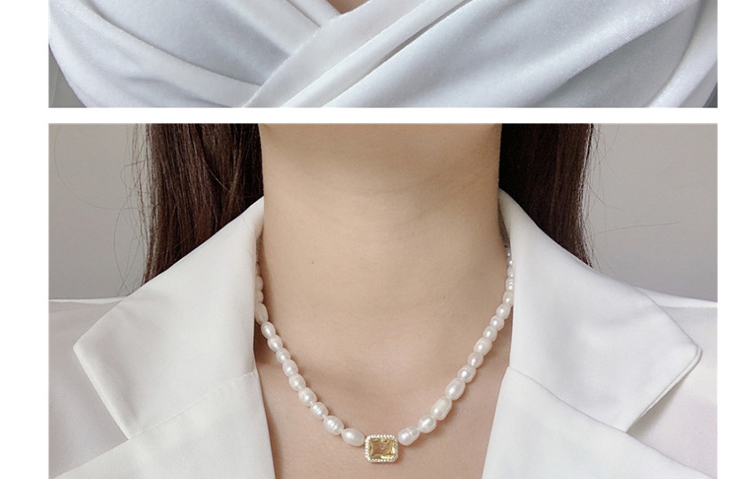 Fashion Bracelet (champagne) Natural Freshwater Pearl And Diamond Geometric Necklace Bracelet,Fashion Bracelets