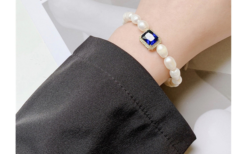 Fashion Bracelet (sapphire Blue) Natural Freshwater Pearl And Diamond Geometric Necklace Bracelet,Fashion Bracelets