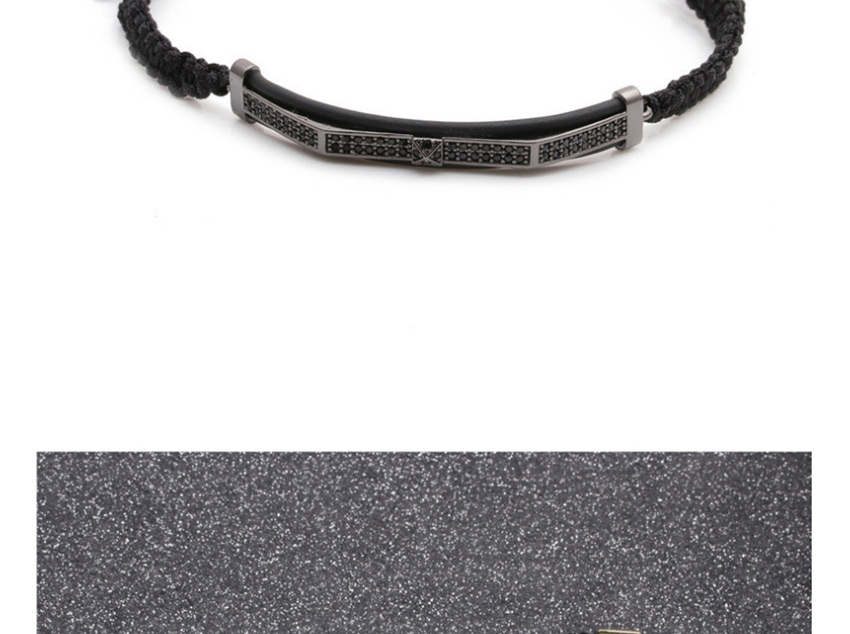 Fashion Black Crescent Copper Inlay Zircon Crown 6mm Diamond Ball Double Row Crescent Mens Bracelet Set,Bracelets Set