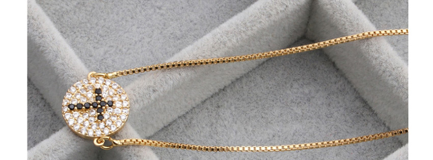 Fashion Elbow Cross White Gold Micro-set Zircon Fishbone Cross Elbow Necklace,Pendants