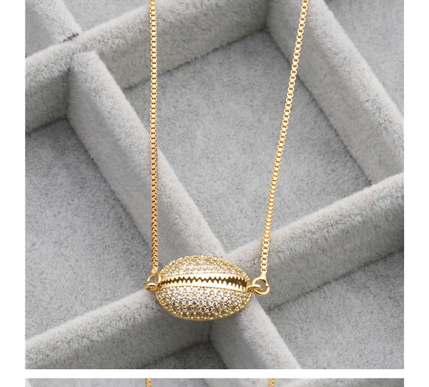Fashion Golden White Zirconium Shell Micro-set Zircon Shell Hollow Hanging Necklace,Pendants