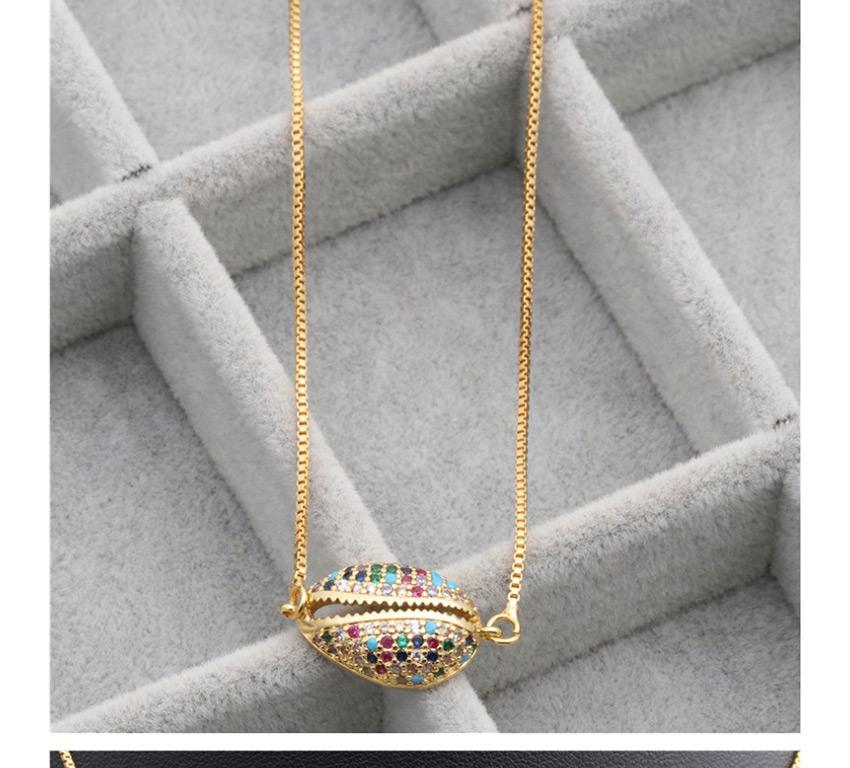 Fashion Golden White Zirconium Shell Micro-set Zircon Shell Hollow Hanging Necklace,Pendants