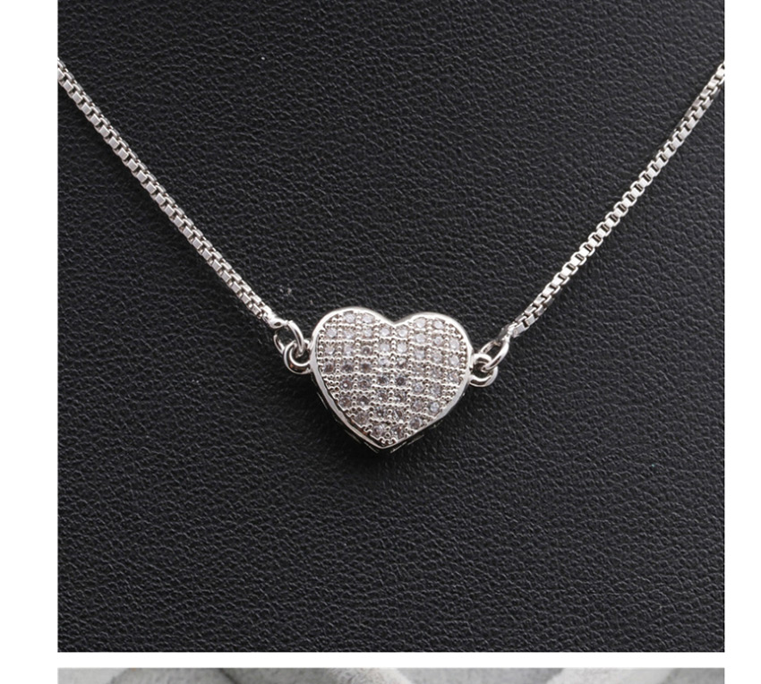 Fashion Heart Gold Micro-set Zircon Love Geometric Necklace,Pendants