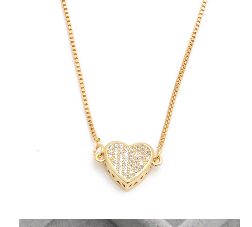 Fashion Heart Gold Micro-set Zircon Love Geometric Necklace,Pendants