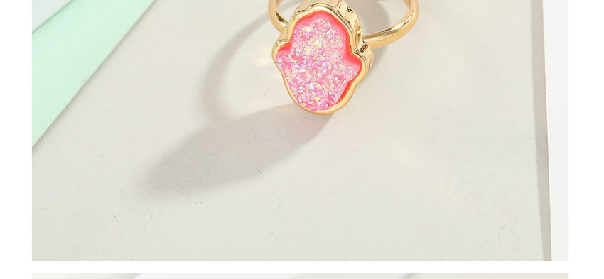 Fashion Pink Bergamot Imitation Natural Stone Palm Alloy Adjustable Ring,Fashion Rings