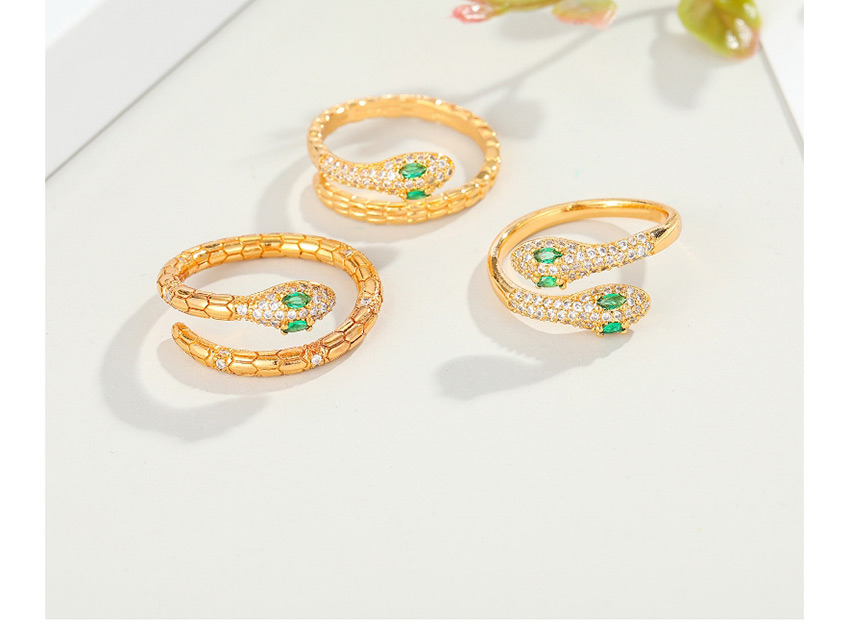 Fashion Single Head Tail Point Snake Snake Ring Adjustable Serpentine Alloy Ring Earrings With Diamonds,Fashion Rings