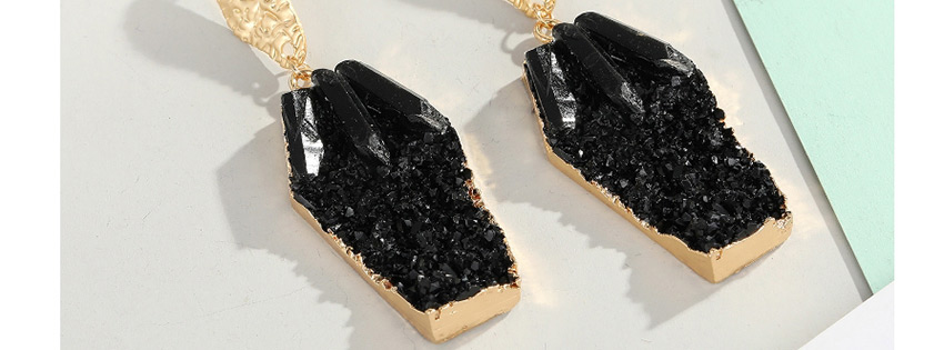 Fashion Black Natural Stone Resin Crystal Column Alloy Earrings,Drop Earrings
