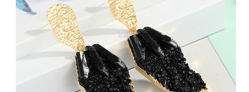 Fashion Black Natural Stone Resin Crystal Column Alloy Earrings,Drop Earrings
