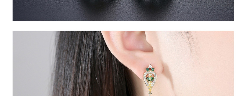 Fashion Golden Wind Chime Tassel Copper Inlaid Zirconium Alloy Earrings,Drop Earrings