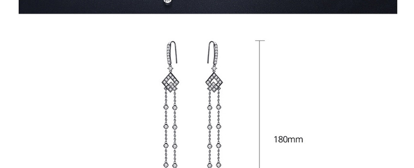 Fashion Gun Black Copper Fringed Zircon Geometric Tassel Earrings,Drop Earrings