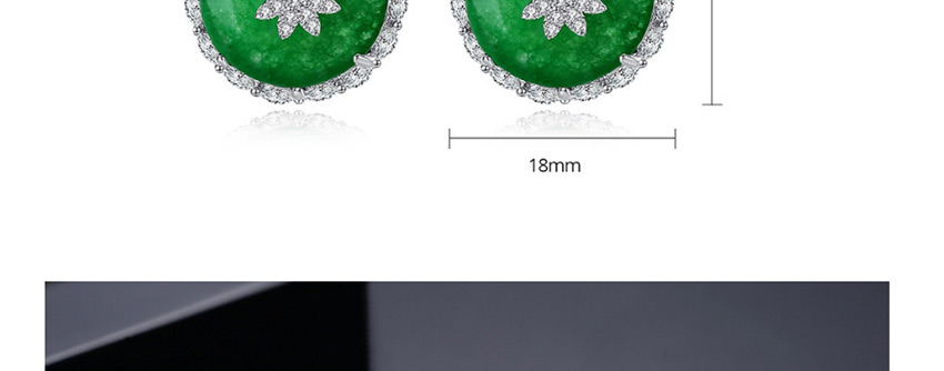 Fashion Platinum Chrysoprase Copper Inlay Zirconium Flower Geometric Round Earrings,Drop Earrings