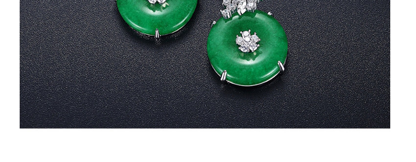 Fashion Platinum Green Chalcedony Copper And Zirconium Geometric Round Earrings,Drop Earrings