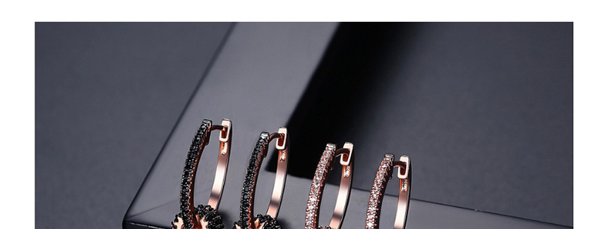 Fashion Black Zirconium Copper-inlaid Zirconium Geometric Cylindrical Earrings,Hoop Earrings