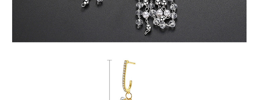 Fashion Platinum Long Tassel Copper And Zircon Earrings,Drop Earrings