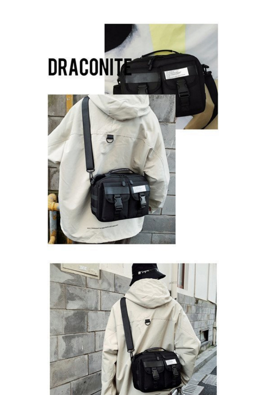 Fashion Black Mortise Lock Multi-pocket Letter Shoulder Bag,Shoulder bags