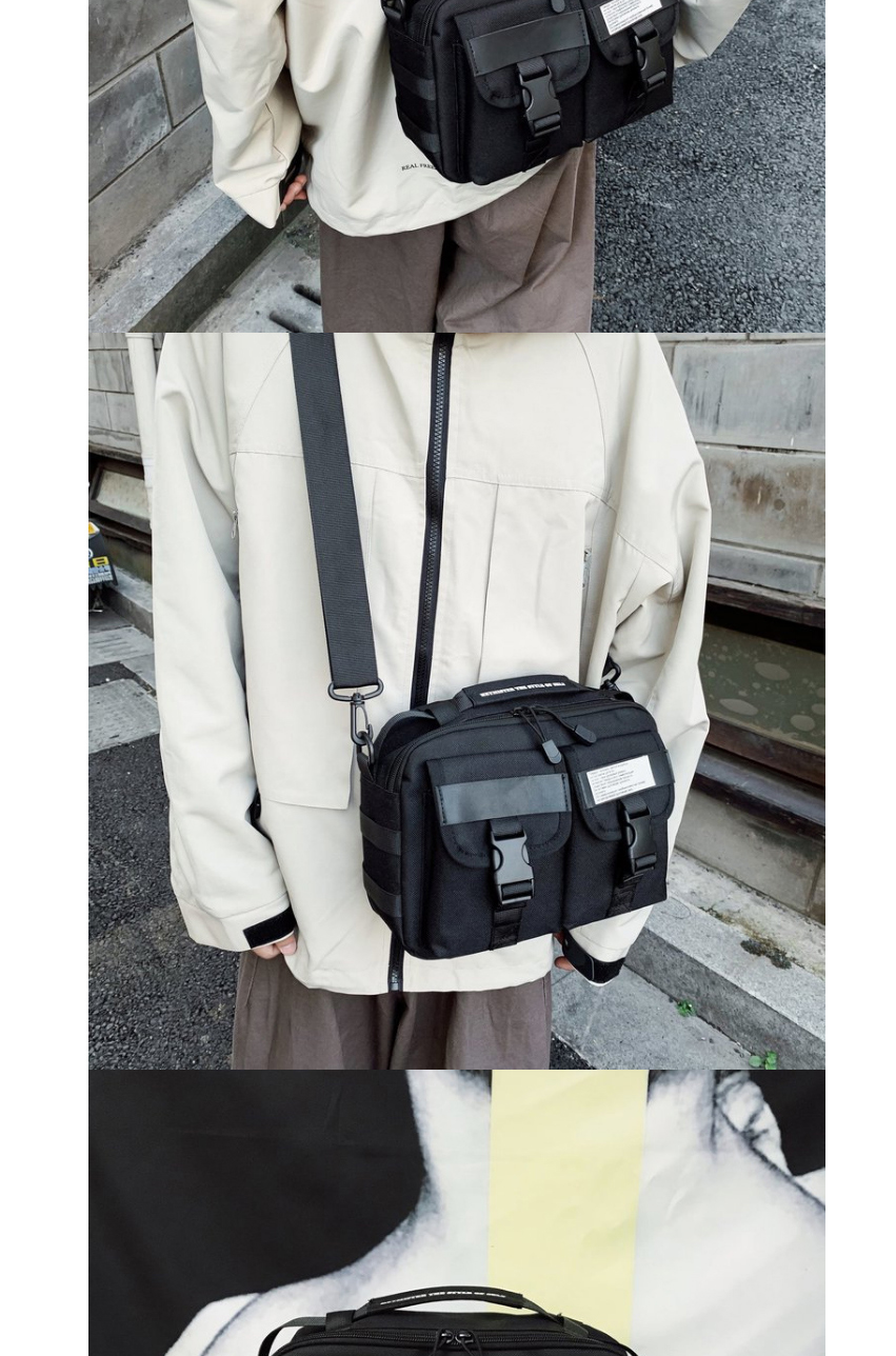 Fashion Black Mortise Lock Multi-pocket Letter Shoulder Bag,Shoulder bags