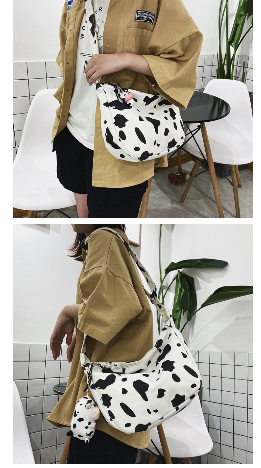 Fashion White Without Pendant Polka Dot Cow Print Crossbody Shoulder Bag,Messenger bags