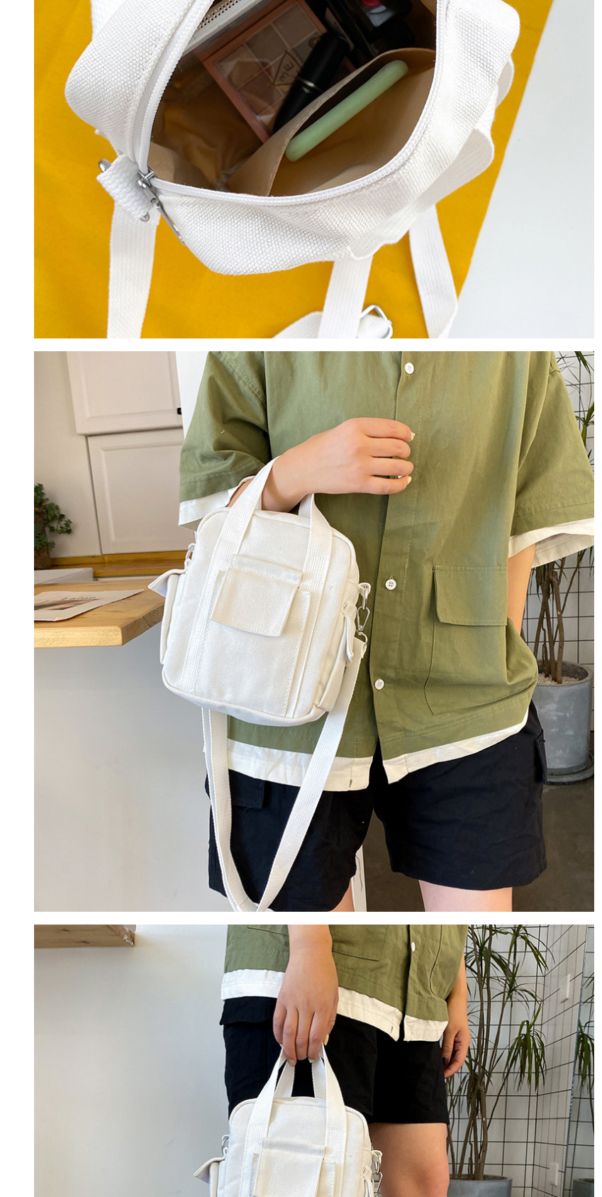 Fashion Green Solid Color Multi-pocket Stitching Shoulder Bag,Shoulder bags