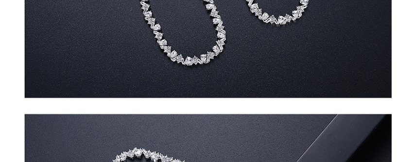 Fashion Platinum Copper-set Zircon Geometric Necklace,Chokers