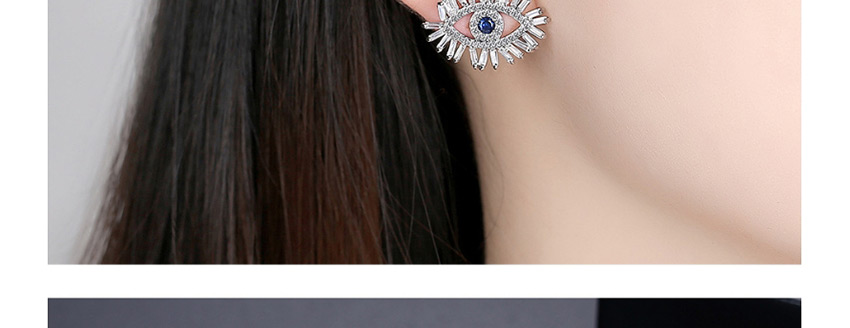 Fashion Platinum Copper-set Zircon Eye Cutout Earrings,Stud Earrings
