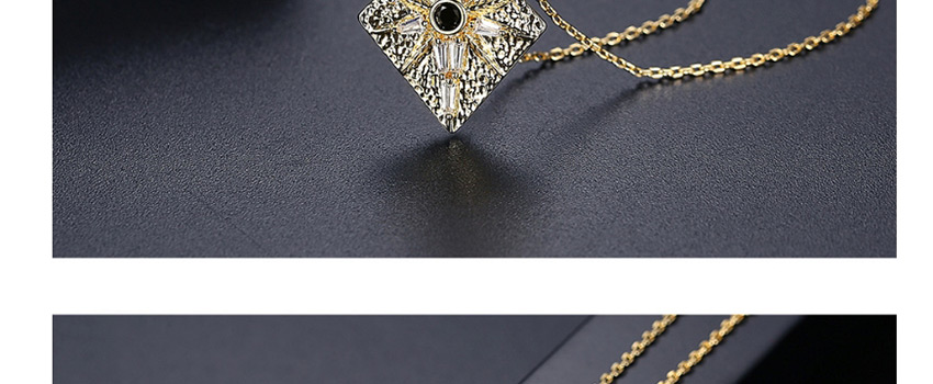 Fashion 18k Copper-inlaid Zircon Starburst Geometric Necklace,Chains