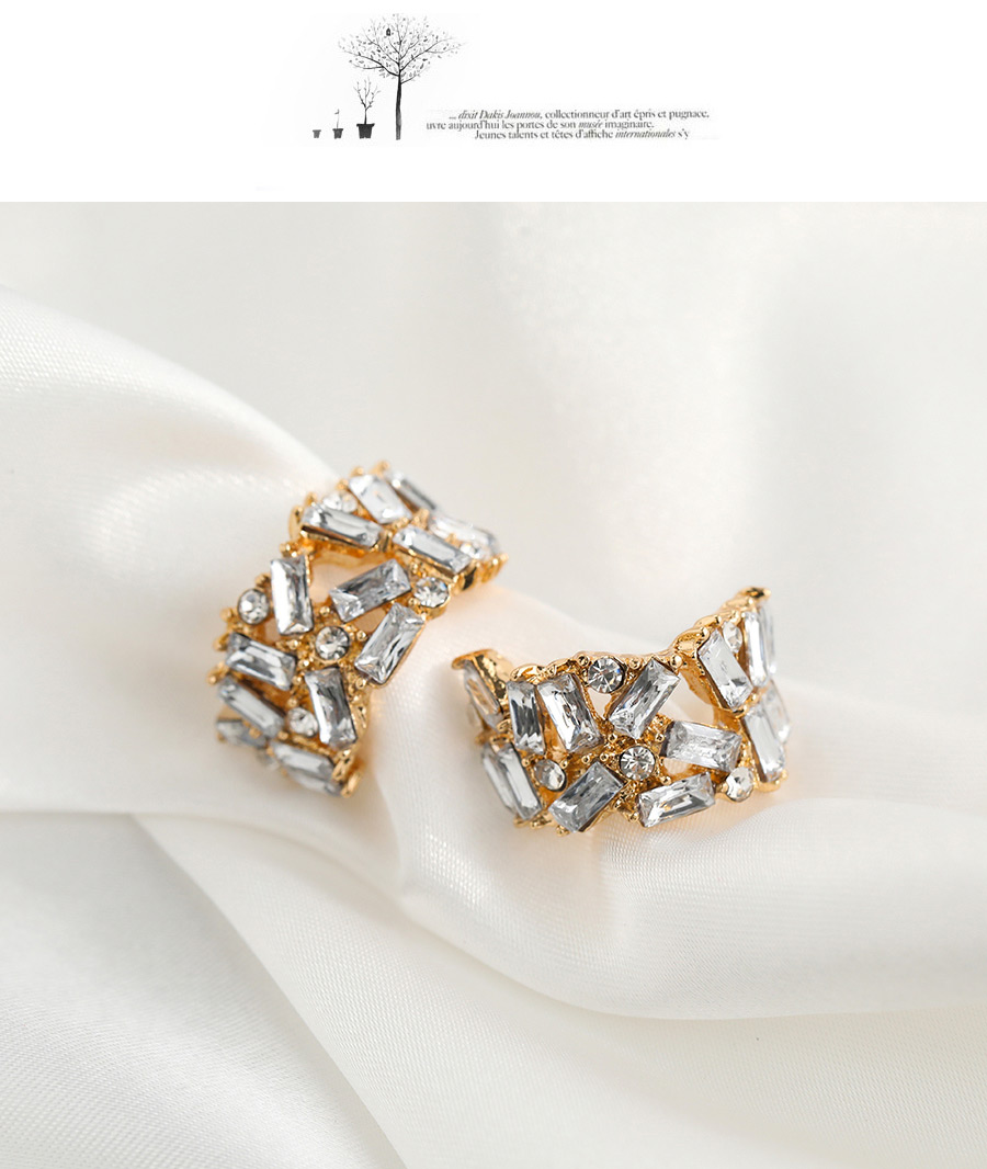 Fashion White Alloy C-shaped Stud Earrings,Stud Earrings