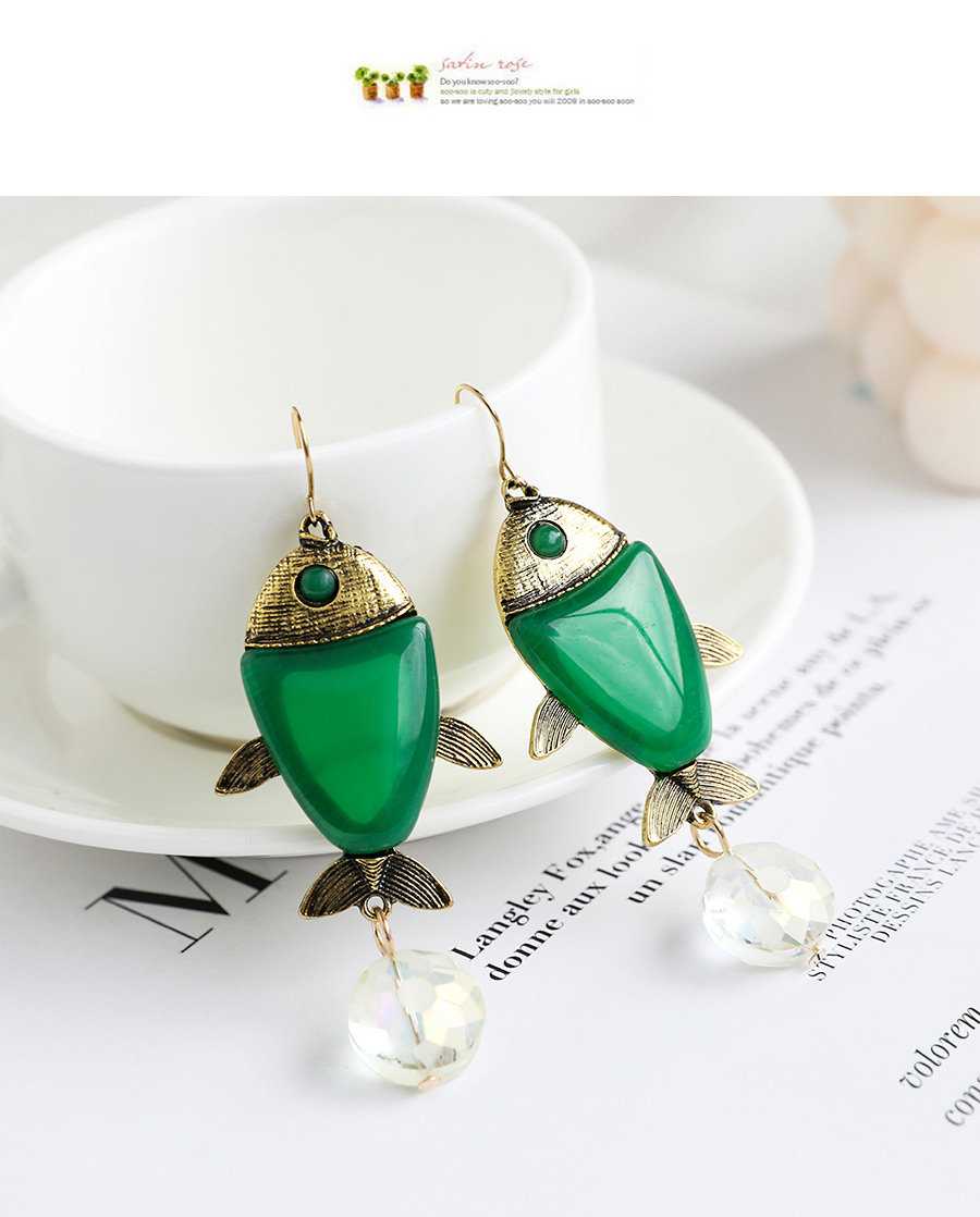 Fashion Transparent Beads Alloy Resin Fish Earrings,Drop Earrings