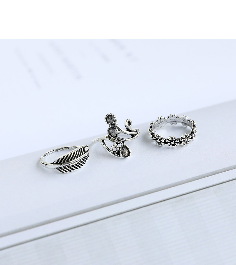 Fashion Silver Alloy Butterfly Elephant Ring Set,Rings Set